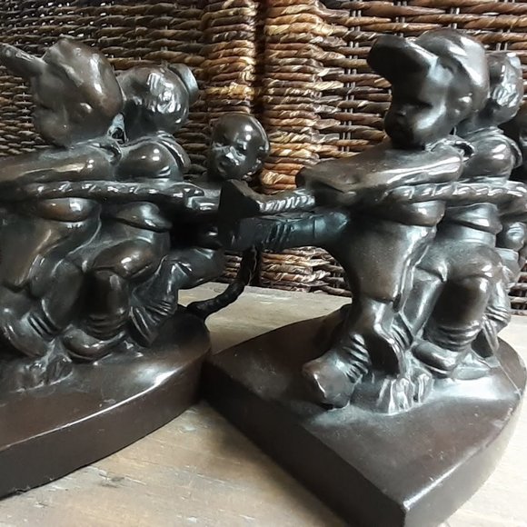 Vintage Solid Brass Tug of War Bookends - Picture 6 of 10